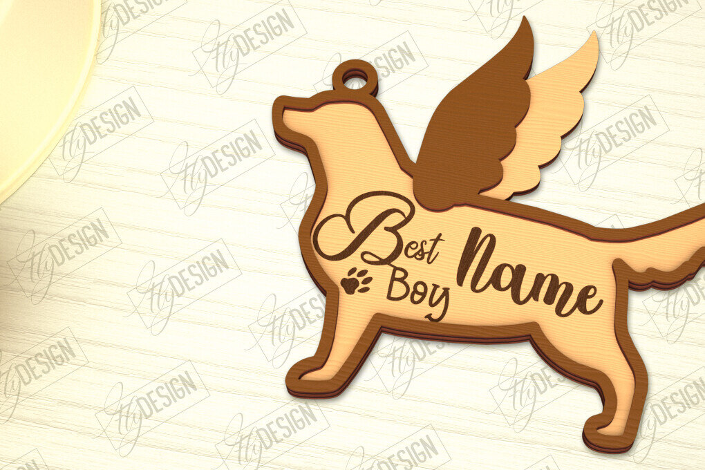 Σετ των 2 Intra απο ξύλο plywood  Χρώμα wenge 3mm-4mm πάχος - Στολίδι Μνήμης Σκύλου | Φτερά Αγγέλου |CNC Δίασταση 6x6 cm INTRAFABR-120218042