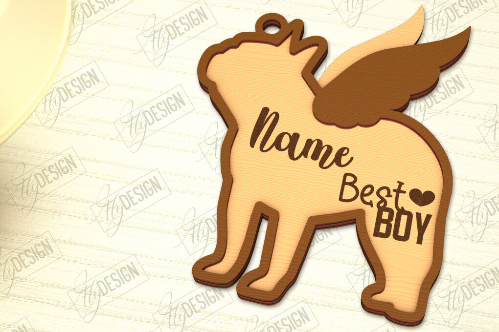 Σετ των 2 Intra απο ξύλο plywood  Χρώμα wenge 3mm-4mm πάχος - Στολίδι Μνήμης Σκύλου | Φτερά Αγγέλου |CNC Δίασταση 6x6 cm INTRAFABR-120218047