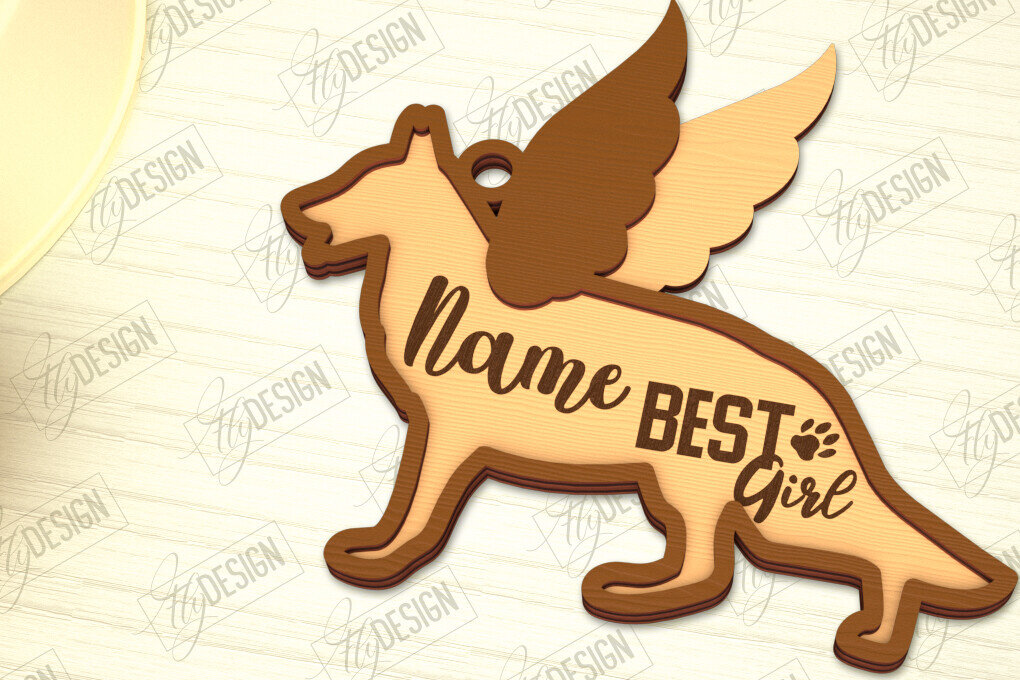 Σετ των 2 Intra απο ξύλο plywood  Χρώμα wenge 3mm-4mm πάχος - Στολίδι Μνήμης Σκύλου | Φτερά Αγγέλου |CNC Δίασταση 6x6 cm INTRAFABR-120218038