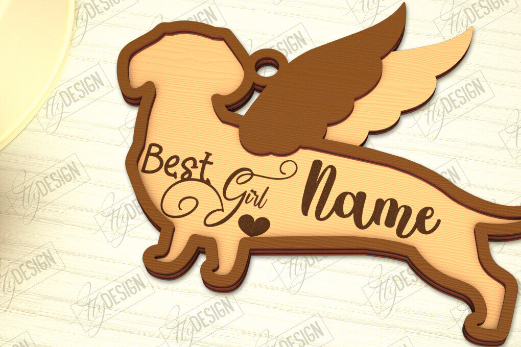 Σετ των 2 Intra απο ξύλο plywood  Χρώμα wenge 3mm-4mm πάχος - Στολίδι Μνήμης Σκύλου | Φτερά Αγγέλου |CNC Δίασταση 6x6 cm INTRAFABR-33560803