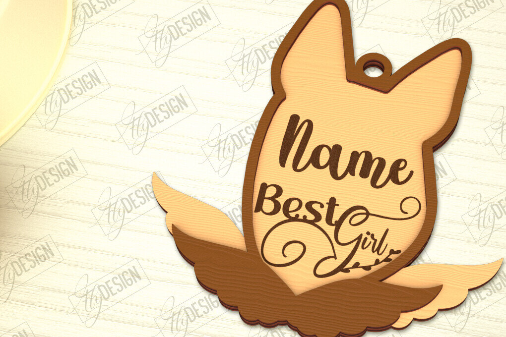 Σετ των 2 Intra απο ξύλο plywood  Χρώμα wenge 3mm-4mm πάχος - Στολίδι Μνήμης Σκύλου | Φτερά Αγγέλου |CNC Δίασταση 6x6 cm INTRAFABR-32512156