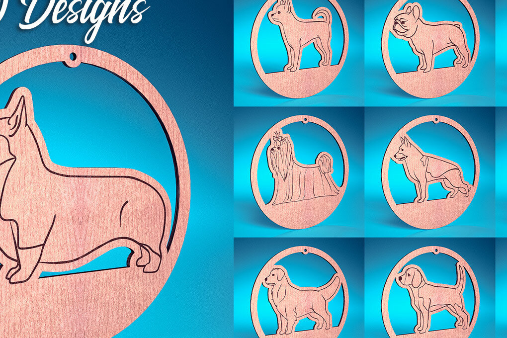 Σετ των 2 Intra απο ξύλο plywood  Χρώμα wenge 3mm-4mm πάχος - Στολίδι σκύλου με λέιζερ | Λέιζερ σκύλου Δίασταση 6x6 cm INTRAFABR-122246431