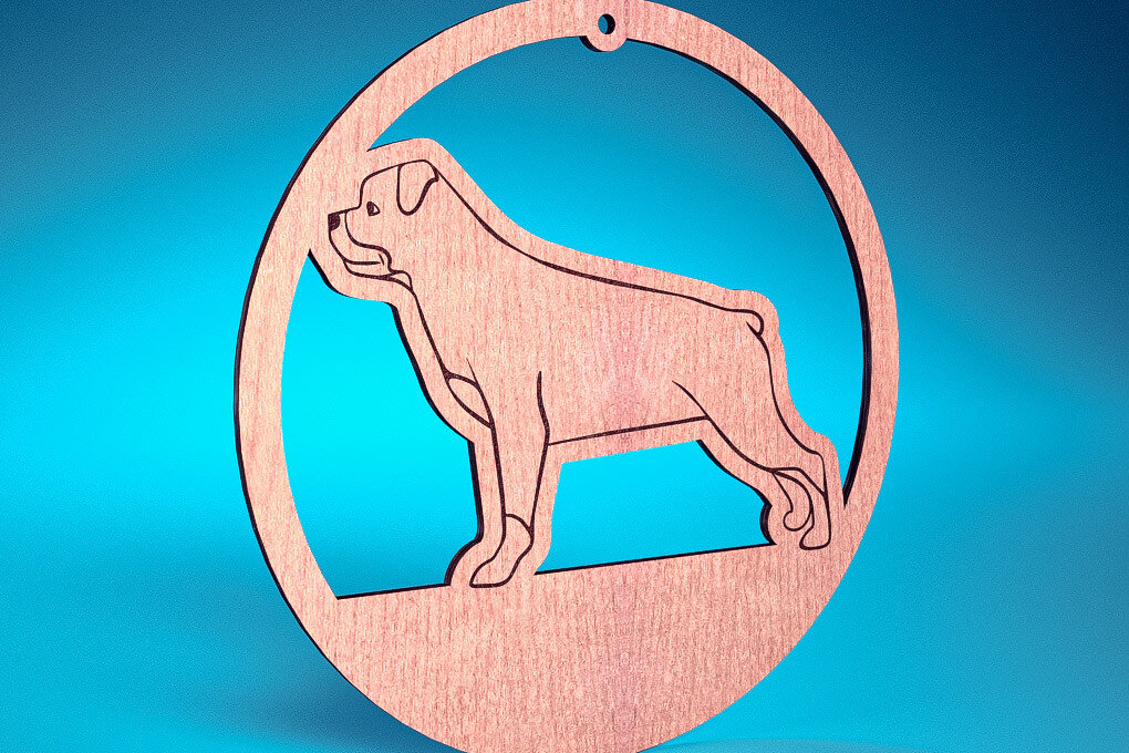 Σετ των 2 Intra απο ξύλο plywood  Χρώμα wenge 3mm-4mm πάχος - Στολίδι σκύλου με λέιζερ | Λέιζερ σκύλου Δίασταση 6x6 cm INTRAFABR-98724986