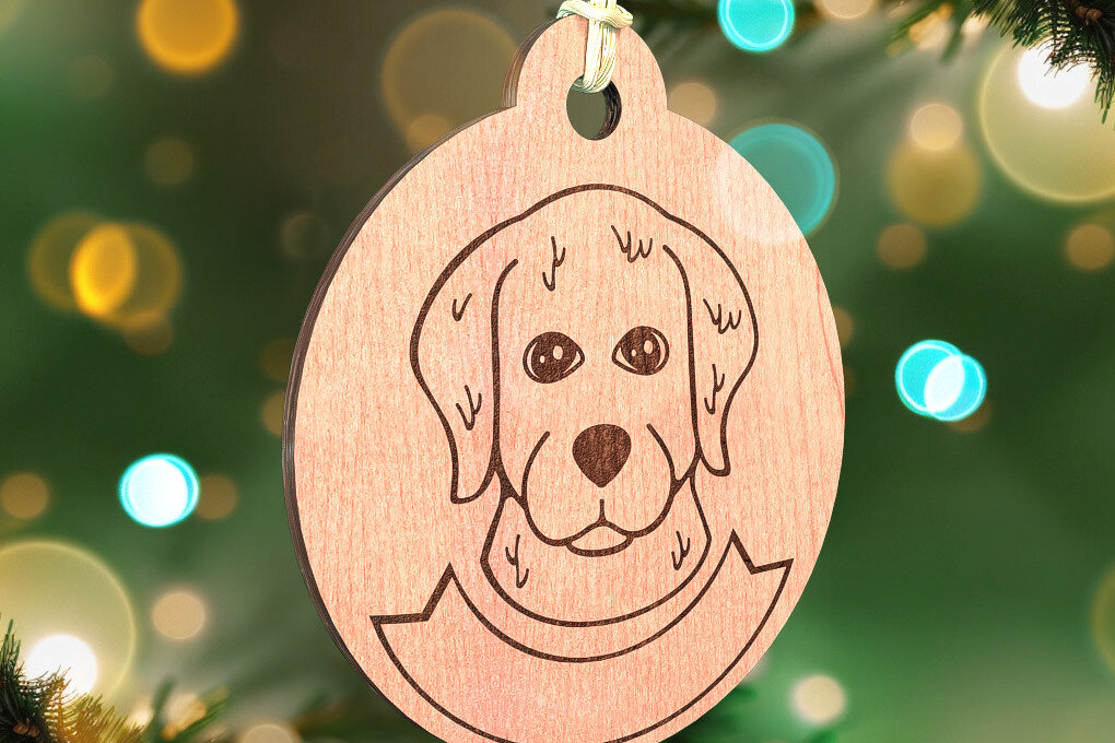 Σετ των 2 Intra απο ξύλο plywood  Χρώμα wenge 3mm-4mm πάχος - Στολίδι σκύλου με λέιζερ | Λέιζερ σκύλου Δίασταση 6x6 cm INTRAFABR-94321159