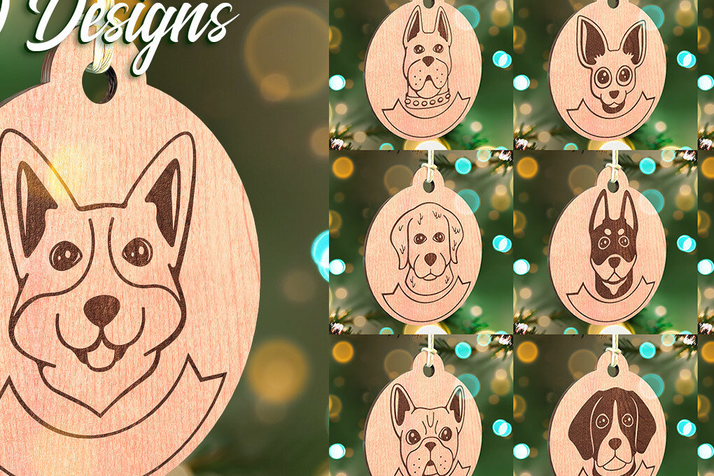 Σετ των 2 Intra απο ξύλο plywood  Χρώμα wenge 3mm-4mm πάχος - Στολίδι σκύλου με λέιζερ | Λέιζερ σκύλου Δίασταση 6x6 cm INTRAFABR-117644296