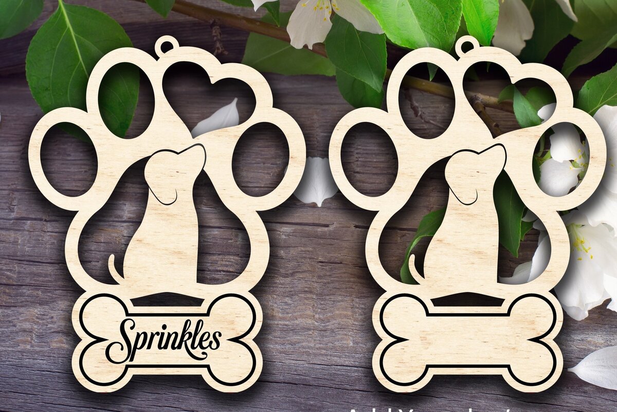 Σετ των 2 Intra απο ξύλο plywood  Χρώμα wenge 3mm-4mm πάχος - Στολίδι σκύλου με σποτ για όνομα Δίασταση 6x6 cm INTRAFABR-117715730