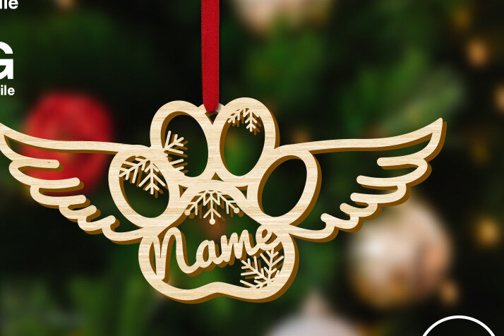 Σετ των 2 Intra απο ξύλο plywood  Χρώμα wenge 3mm-4mm πάχος - Διακόσμηση χριστουγεννιάτικου δέντρου με φτερά αγγέλου Paw Paw Δίασταση 7x3 cm INTRAFABR-123623973