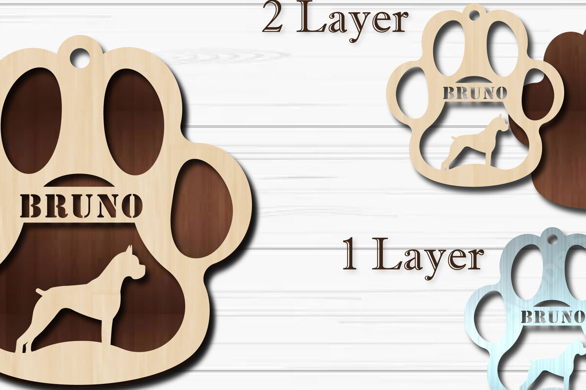 Σετ των 2 Intra απο ξύλο plywood  Χρώμα wenge 3mm-4mm πάχος - Στολίδι για πόδι σκύλου Boxer Δίασταση 4x4 cm INTRAFABR-114392541