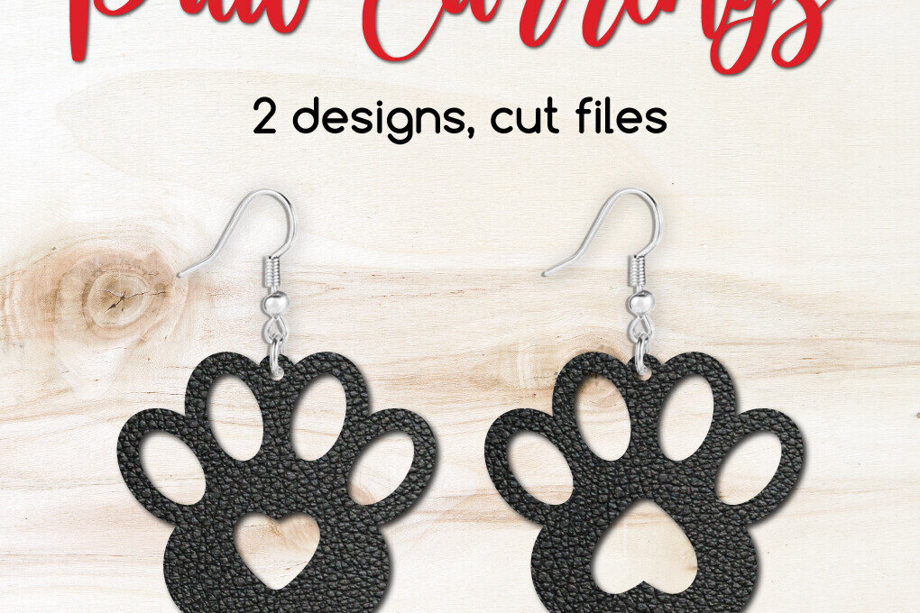 Σετ των 3 Intra απο ξύλο plywood  Χρώμα wenge 3mm-4mm πάχος - Dog Paw with Heart Earrings Cut File Δίασταση 3x3 cm INTRAFABR-120098662