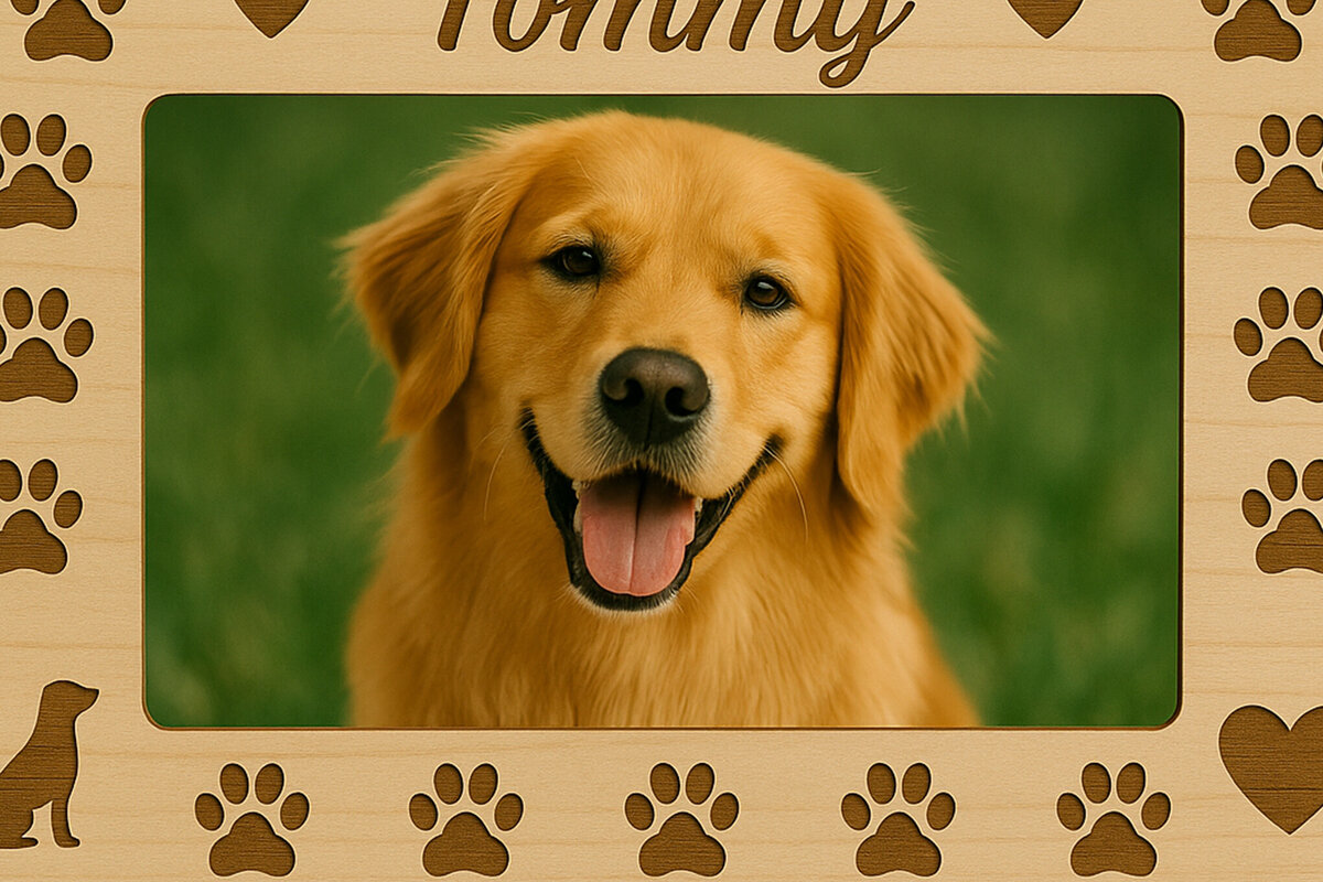 Σετ των 2 Intra απο ξύλο plywood  Χρώμα wenge 3mm-4mm πάχος - κοπής με λέιζερ Κορνίζα φωτογραφιών σκύλου Δίασταση 4x4 cm INTRAFABR-120098648