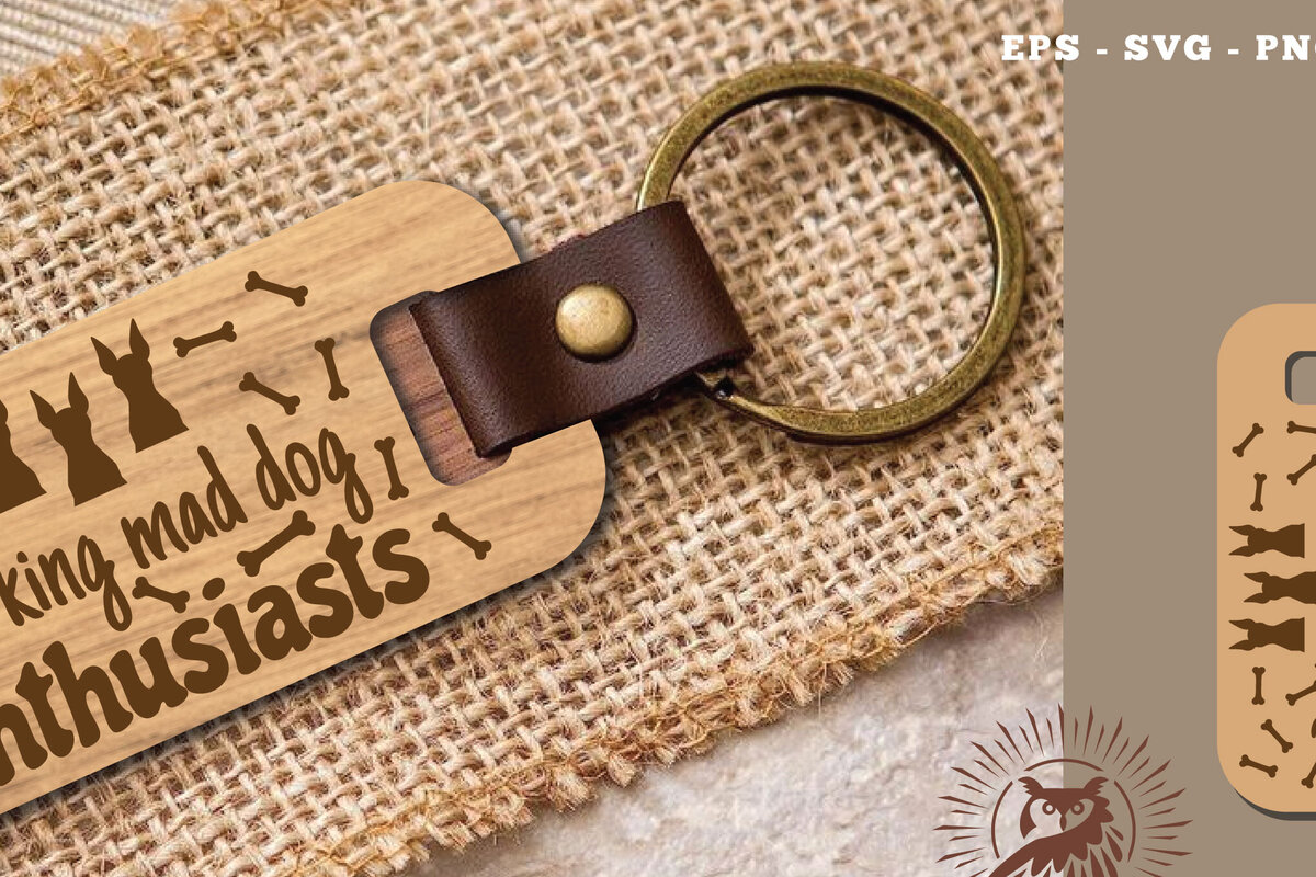 Σετ των 2 Intra απο ξύλο plywood  Χρώμα wenge 3mm-4mm πάχος - Μπρελόκ με λέιζερ Quotes Dog 8 Δίασταση 4x4 cm INTRAFABR-90727440