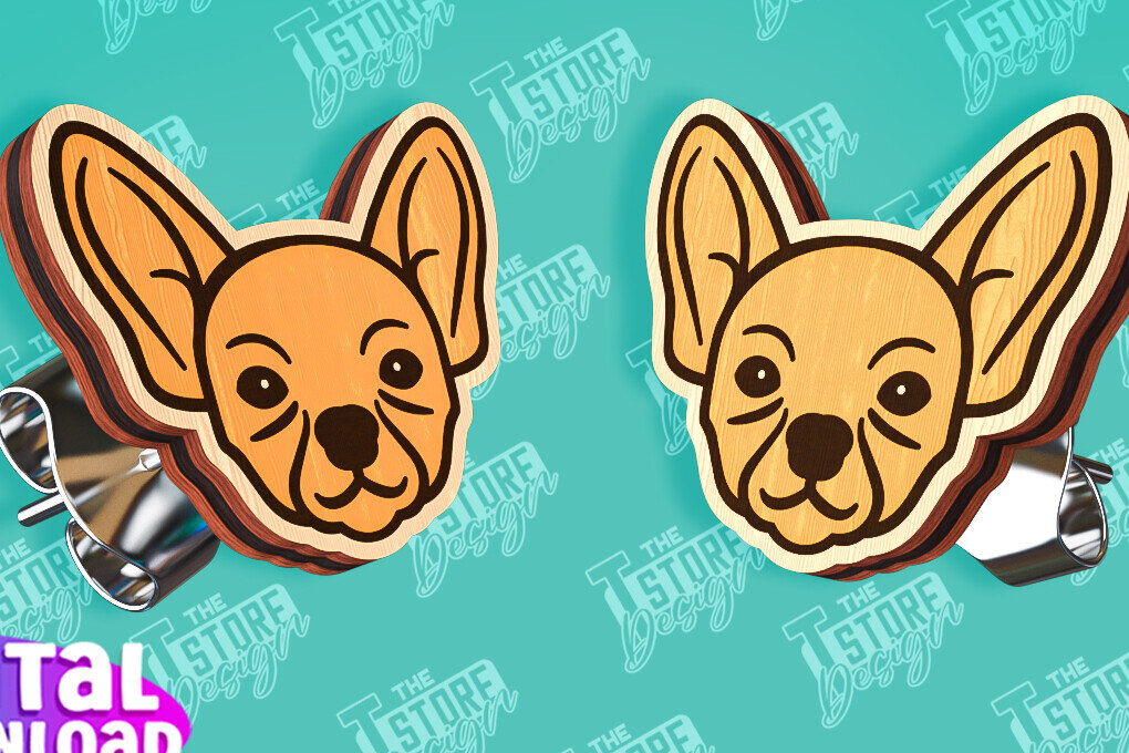 Σετ των 3 Intra απο ξύλο plywood  Χρώμα wenge 3mm-4mm πάχος - Πρότυπα κοπής με λέιζερ σκουλαρίκια με καρφιά σκύλου Δίασταση 3x3 cm INTRAFABR-39034487