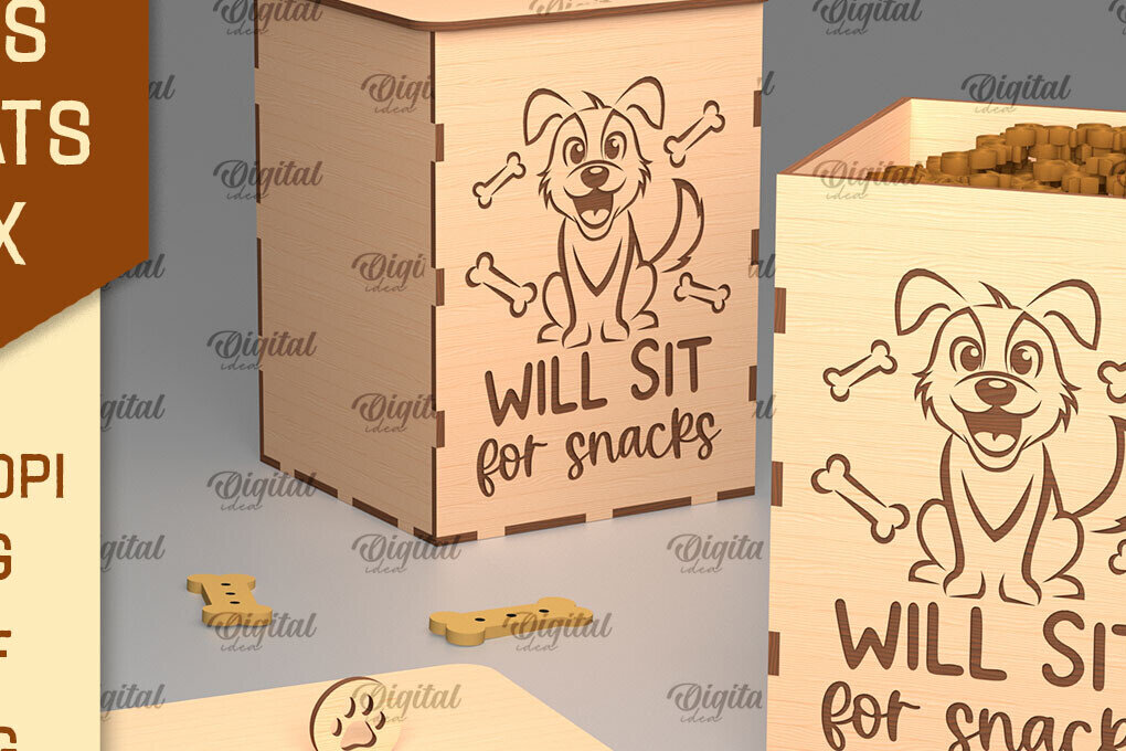 Intra απο ξύλο plywood  Χρώμα wenge 3mm-4mm πάχος - Dog Treats Box LaserCut. Storage Box Δίασταση 30x20 cm INTRAFABR-90816590