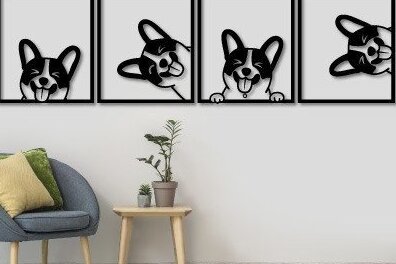 Intra απο ξύλο plywood  Χρώμα wenge 3mm-4mm πάχος - με λέιζερ διακόσμηση τοίχου σκύλου Δίασταση 30x20 cm INTRAFABR-29391851