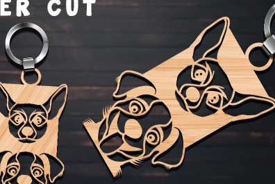 Σετ των 2 Intra απο ξύλο plywood  Χρώμα wenge 3mm-4mm πάχος - Ξύλινα μπρελόκ για σκύλους με λέιζερ Δίασταση 4x4 cm INTRAFABR-95991639