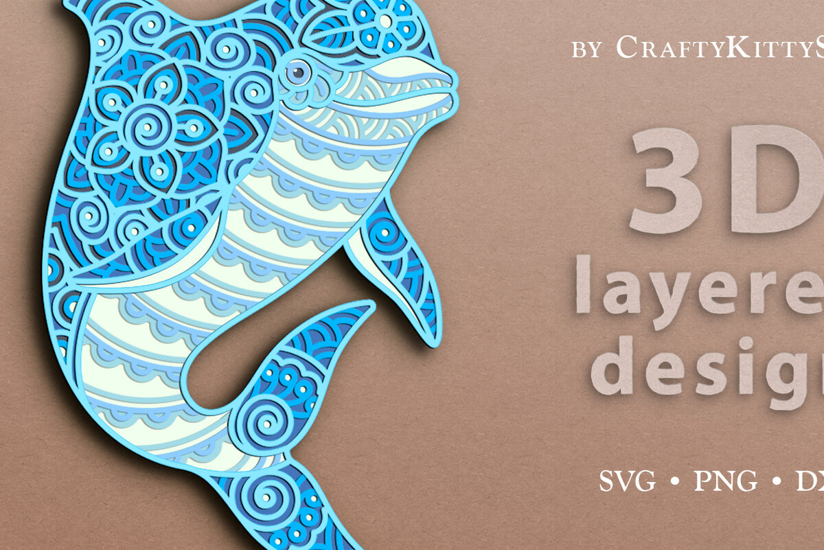 Intra απο ξύλο plywood  Χρώμα wenge 3mm-4mm πάχος - αποκοπής 3D Layered Dolphin Δίασταση 30x20 cm INTRAFABR-73309651