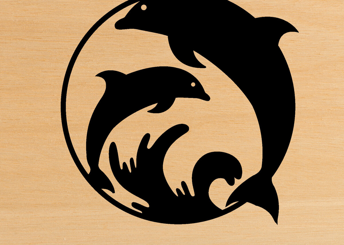 Intra απο ξύλο plywood  Χρώμα wenge 3mm-4mm πάχος - Dolphin Metal Wall Art, με λέιζερ Δίασταση 40x50 cm INTRAFABR-73349097