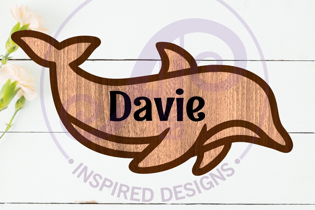 Intra απο ξύλο plywood  Χρώμα wenge 3mm-4mm πάχος - Δελφίνι περίγραμμα δύο επιπέδων όνομα Δίασταση 30x20 cm INTRAFABR-117186498