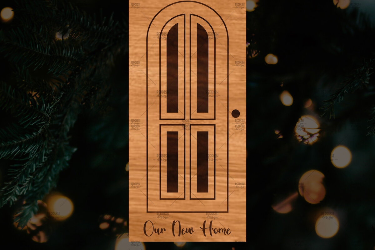 Σετ των 2 Intra απο ξύλο plywood  Χρώμα wenge 3mm-4mm πάχος - Χριστουγεννιάτικο στολίδι πόρτας Δίασταση 6x6 cm INTRAFABR-120073966