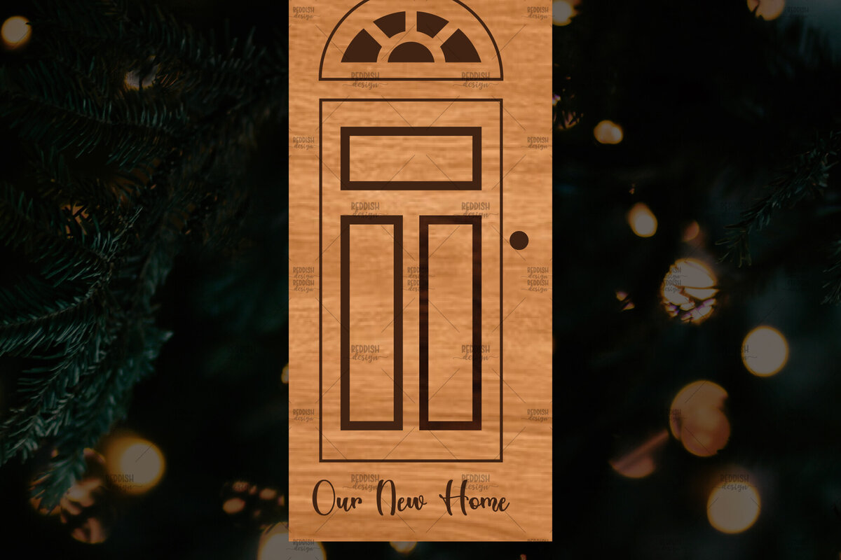 Σετ των 2 Intra απο ξύλο plywood  Χρώμα wenge 3mm-4mm πάχος - Χριστουγεννιάτικο στολίδι πόρτας Δίασταση 6x6 cm INTRAFABR-120073983