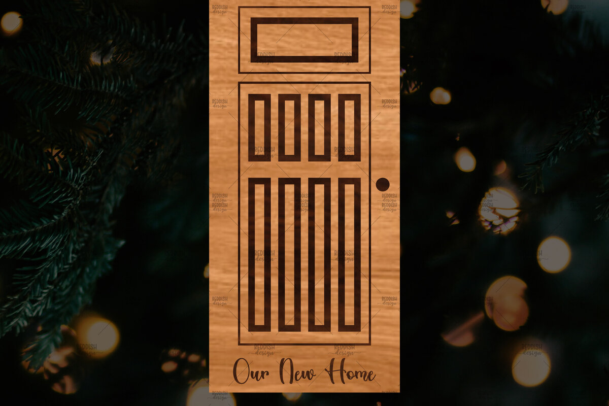 Σετ των 2 Intra απο ξύλο plywood  Χρώμα wenge 3mm-4mm πάχος - Χριστουγεννιάτικο στολίδι πόρτας Δίασταση 6x6 cm INTRAFABR-120073991