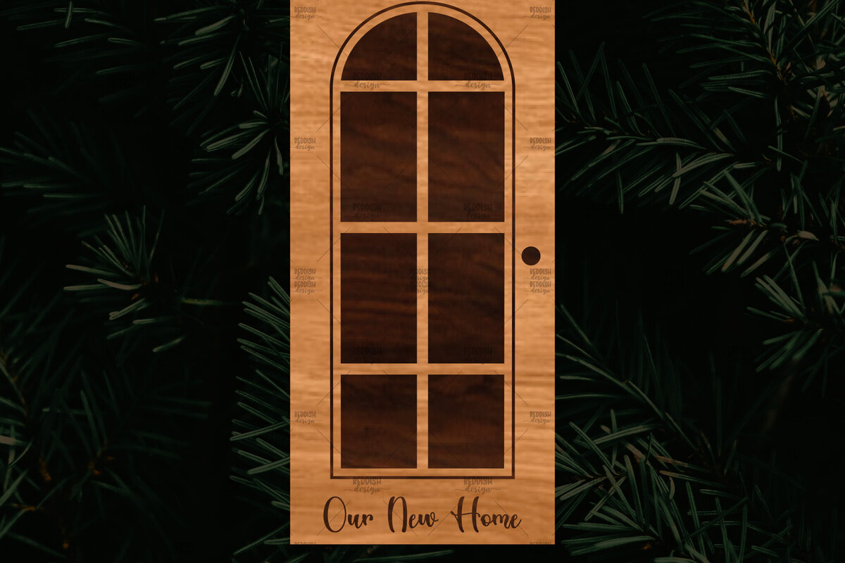 Σετ των 2 Intra απο ξύλο plywood  Χρώμα wenge 3mm-4mm πάχος - Χριστουγεννιάτικο στολίδι πόρτας Δίασταση 6x6 cm INTRAFABR-120074239