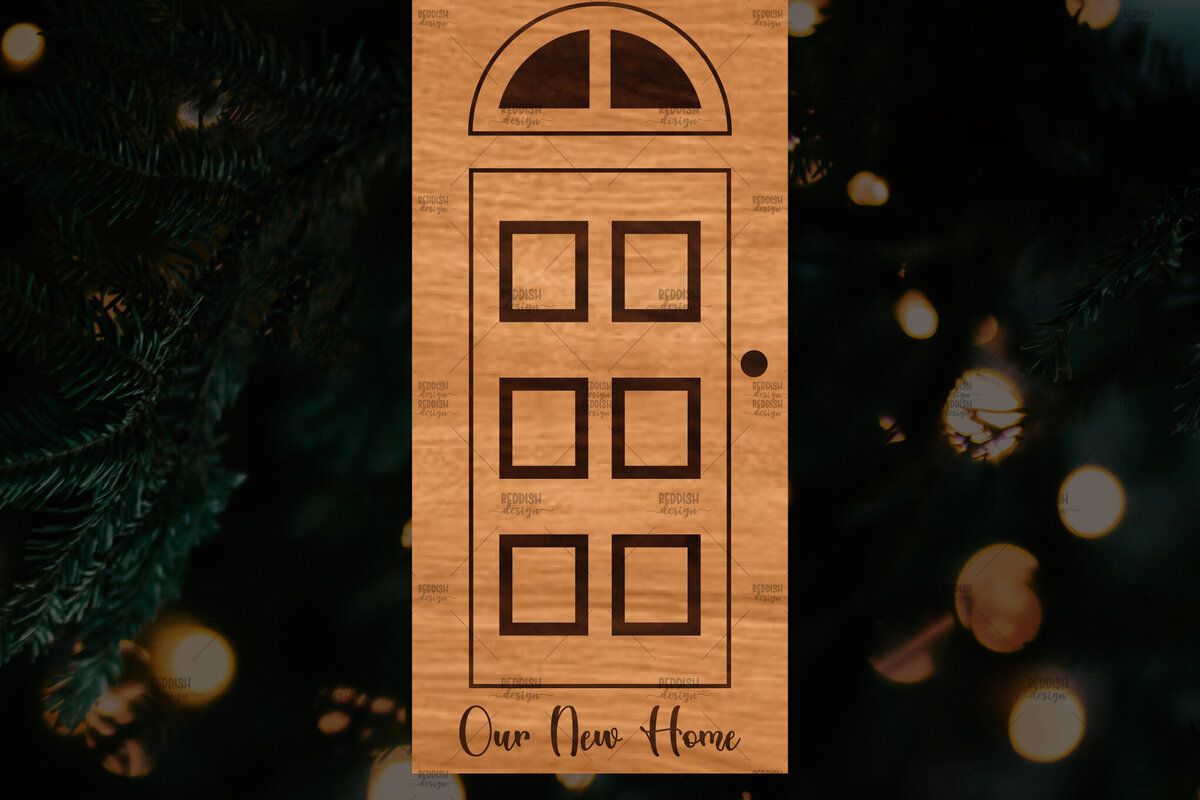 Σετ των 2 Intra απο ξύλο plywood  Χρώμα wenge 3mm-4mm πάχος - Χριστουγεννιάτικο στολίδι πόρτας Δίασταση 6x6 cm INTRAFABR-120013576