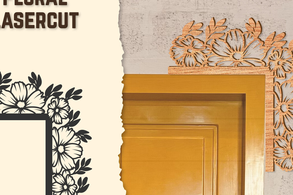 Intra απο ξύλο plywood  Χρώμα wenge 3mm-4mm πάχος - Γωνιακή πόρτας Floral Lasercut Δίασταση 20x20 cm INTRAFABR-52599988