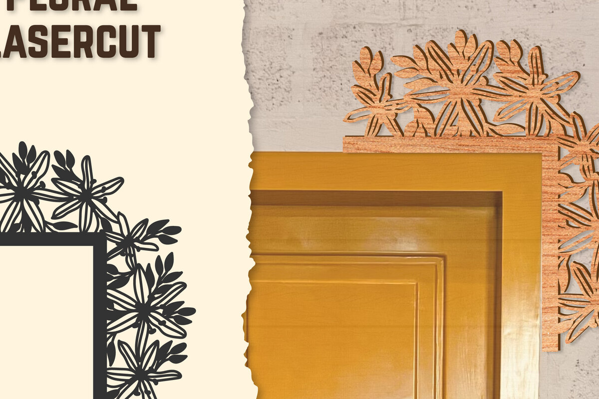 Intra απο ξύλο plywood  Χρώμα wenge 3mm-4mm πάχος - Γωνιακή πόρτας Floral Lasercut Δίασταση 20x20 cm INTRAFABR-92148733