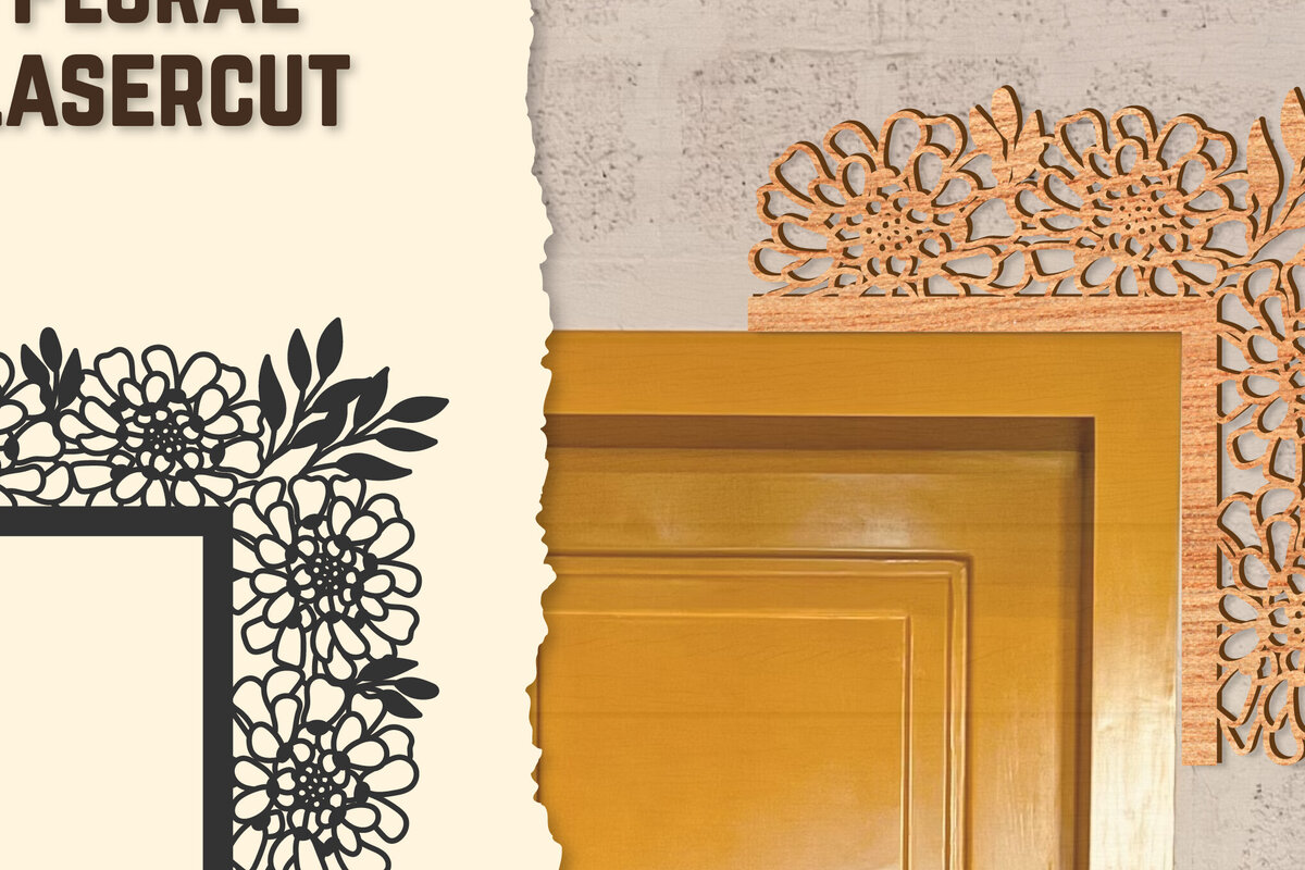 Intra απο ξύλο plywood  Χρώμα wenge 3mm-4mm πάχος - Γωνιακή πόρτας Floral Lasercut Δίασταση 20x20 cm INTRAFABR-100454262