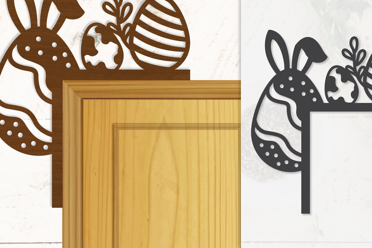 Intra απο ξύλο plywood  Χρώμα wenge 3mm-4mm πάχος - Γωνία πόρτας Καλό Πασχαλινό Αυγό Lasercut Δίασταση 20x20 cm INTRAFABR-100454307