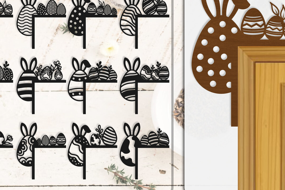 Intra απο ξύλο plywood  Χρώμα wenge 3mm-4mm πάχος - Γωνία πόρτας Καλό Πασχαλινό Αυγό Lasercut Δίασταση 20x20 cm INTRAFABR-100454320