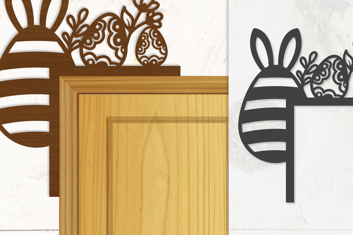 Intra απο ξύλο plywood  Χρώμα wenge 3mm-4mm πάχος - Γωνία πόρτας Καλό Πασχαλινό Αυγό Lasercut Δίασταση 20x20 cm INTRAFABR-100453126