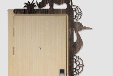 Intra απο ξύλο plywood  Χρώμα wenge 3mm-4mm πάχος - Γωνιακή πόρτα Δίασταση 40x50 cm INTRAFABR-100453106