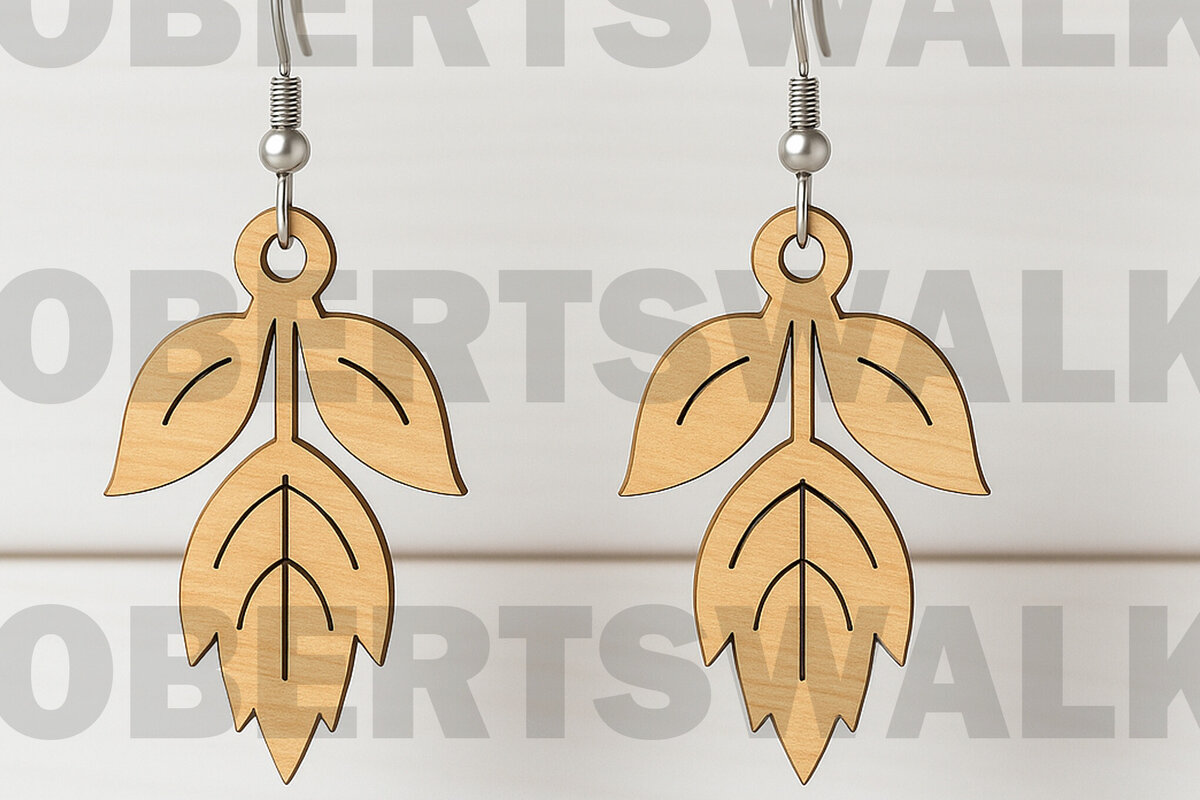 Σετ των 3 Intra απο ξύλο plywood  Χρώμα wenge 3mm-4mm πάχος - Σκουλαρίκια με διπλά φύλλα Δίασταση 3x3 cm INTRAFABR-83310553