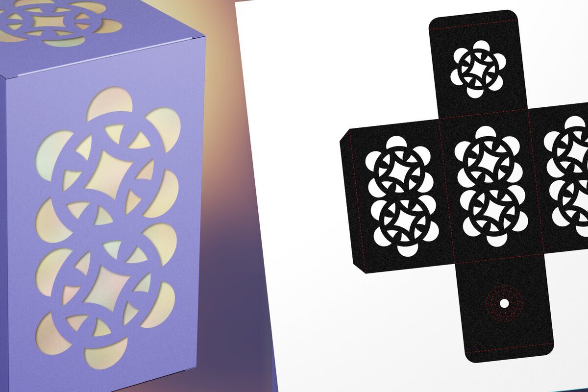 Σετ των 2 Intra απο ξύλο plywood  Χρώμα wenge 3mm-4mm πάχος - Double Rose 3 Tea Light Lantern Δίασταση 9x3 cm INTRAFABR-78164057