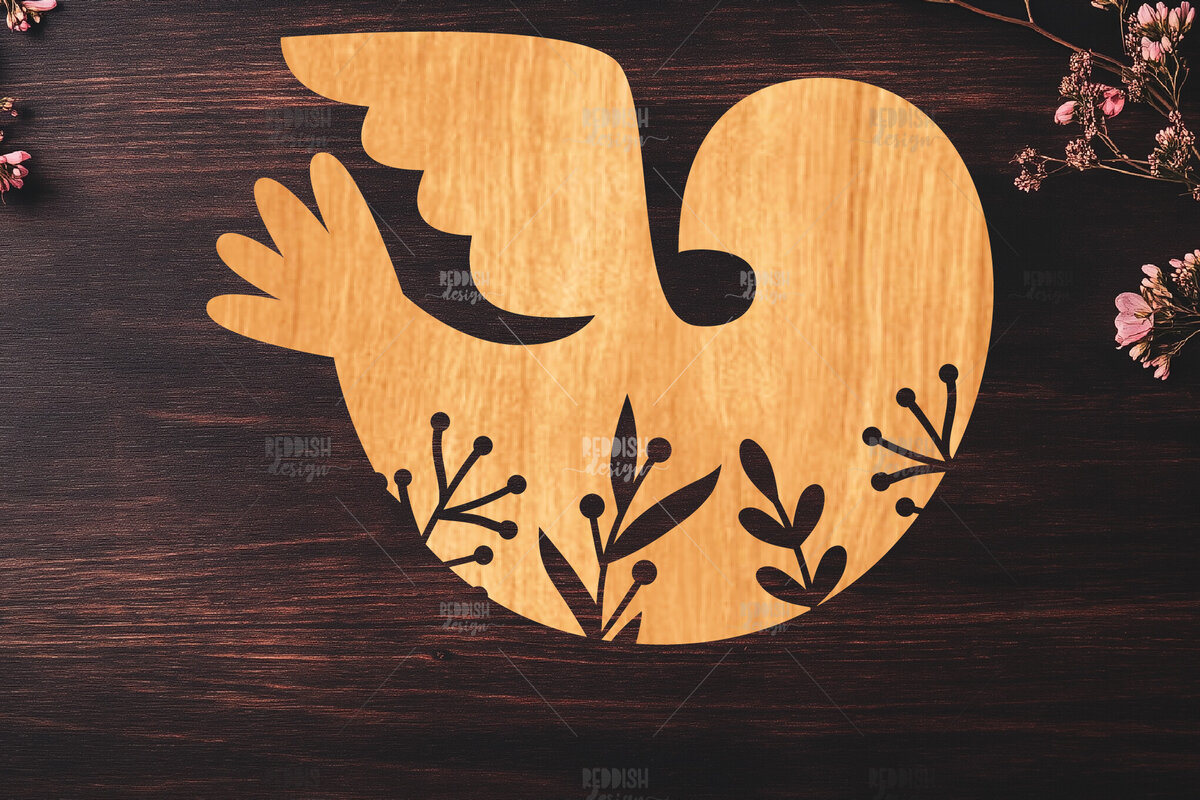 Intra απο ξύλο plywood  Χρώμα wenge 3mm-4mm πάχος - κοπής Dove Floral Laser Δίασταση 20x20 cm INTRAFABR-48841878