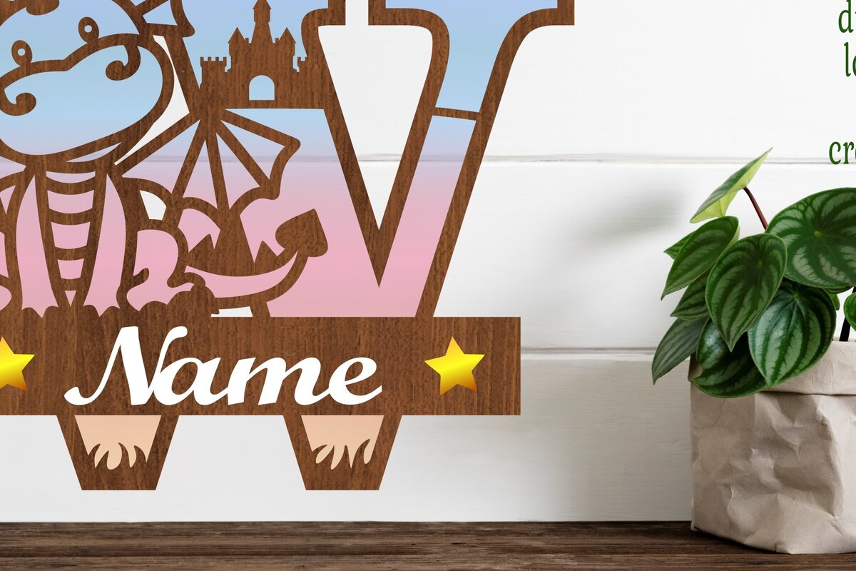 Intra απο ξύλο plywood  Χρώμα wenge 3mm-4mm πάχος - Δράκος κεφαλαίο μονόγραμμα Γράμμα W Cut Δίασταση 30x20 cm INTRAFABR-108175246