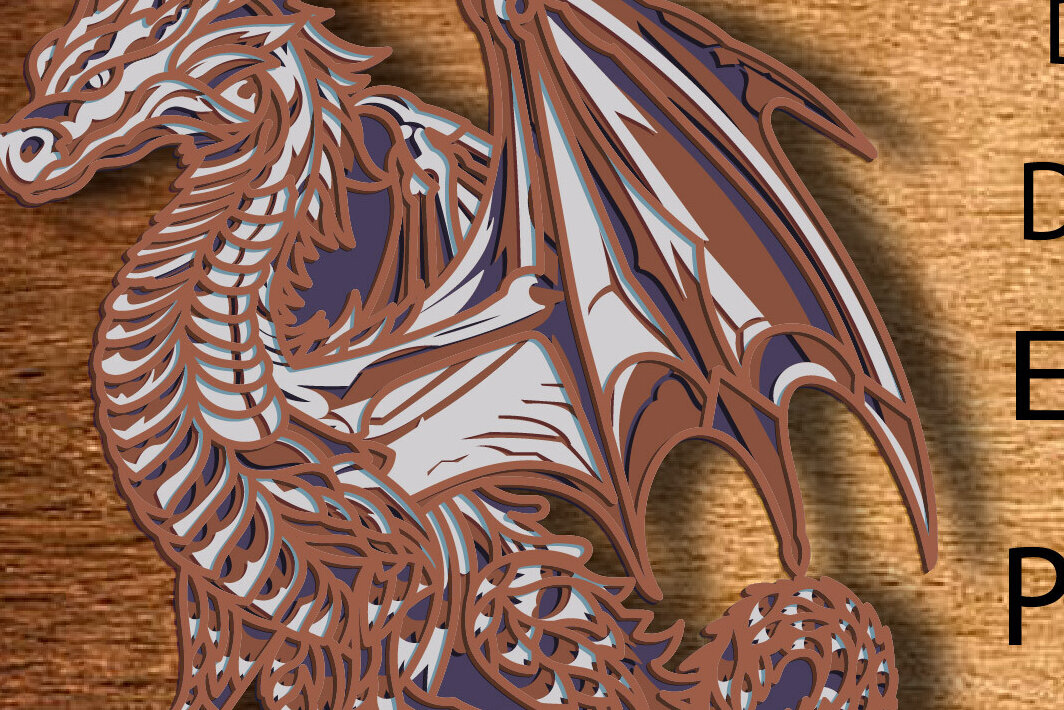 Intra απο ξύλο plywood  Χρώμα wenge 3mm-4mm πάχος - Dragon Multilayer /3D Dragon Mandala Δίασταση 30x30 cm INTRAFABR-81738515