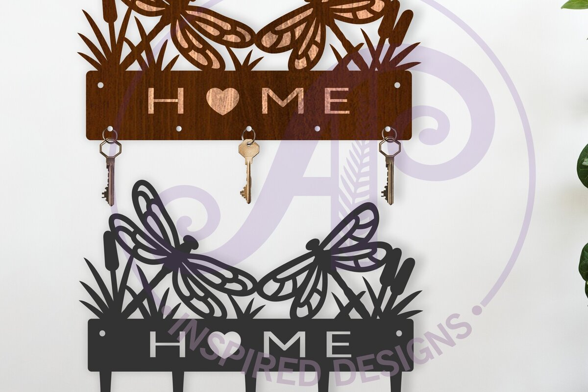 Σετ των 2 Intra απο ξύλο plywood  Χρώμα wenge 3mm-4mm πάχος - Dragonflies Μπρελόκ Σχέδιο Ξύλο Μέταλλο Δίασταση 4x4 cm INTRAFABR-81737759