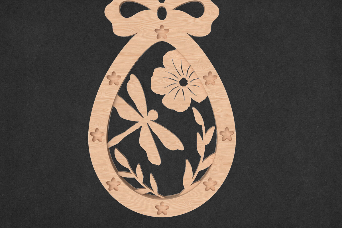 Intra απο ξύλο plywood  Χρώμα wenge 3mm-4mm πάχος - Dragonfly &amp; Floral Πασχαλινό Αυγό Δίασταση 20x25 cm INTRAFABR-48841579