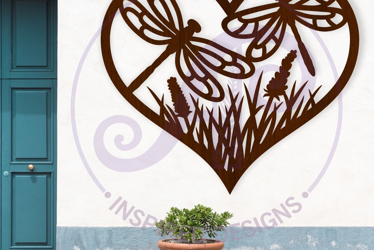 Σετ των 2 Intra απο ξύλο plywood  Χρώμα wenge 3mm-4mm πάχος - Επιτοίχια επιγραφή Dragonfly Heart, . Δίασταση 20x20 cm INTRAFABR-111112972