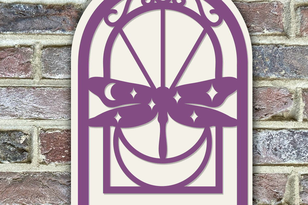 Σετ των 2 Intra απο ξύλο plywood  Χρώμα wenge 3mm-4mm πάχος - Στολίδι με στρώση Dragonfly Moon Δίασταση 6x6 cm INTRAFABR-38798638