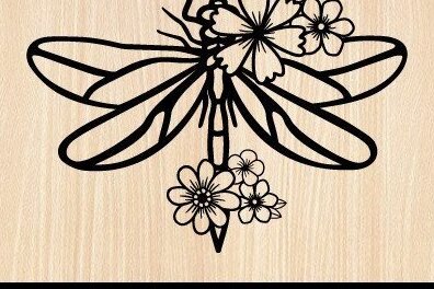 Intra απο ξύλο plywood  Χρώμα wenge 3mm-4mm πάχος - Dragonfly Paper Cut Δίασταση 30x20 cm INTRAFABR-39682800