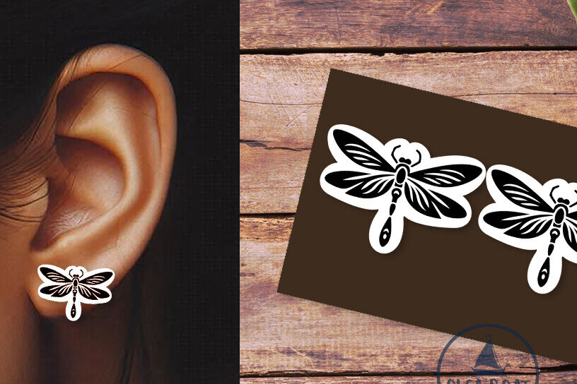 Σετ των 3 Intra απο ξύλο plywood  Χρώμα wenge 3mm-4mm πάχος - Dragonfly Summer Earrings | Laser Cu Δίασταση 3x3 cm INTRAFABR-39682830