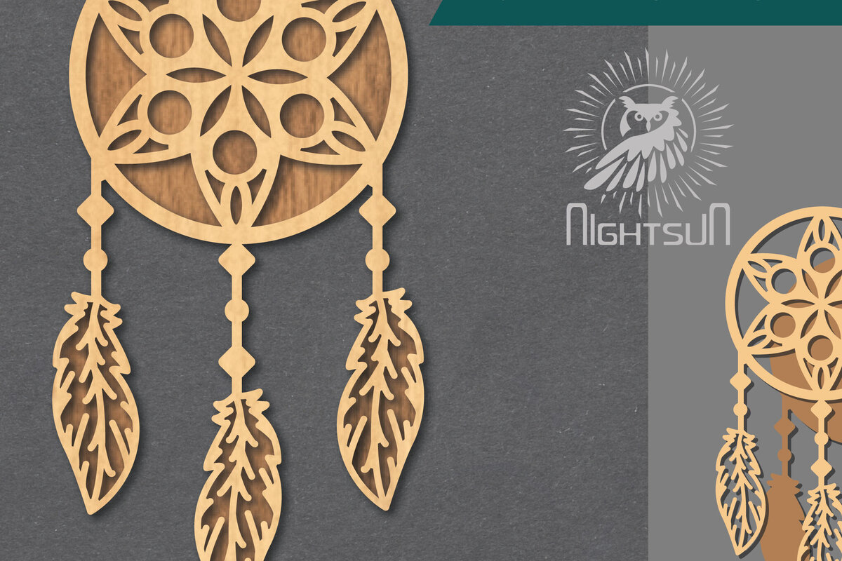 Intra απο ξύλο plywood  Χρώμα wenge 3mm-4mm πάχος - Διακόσμηση Dreamcatcher 1 Δίασταση 20x20 cm INTRAFABR-111272844