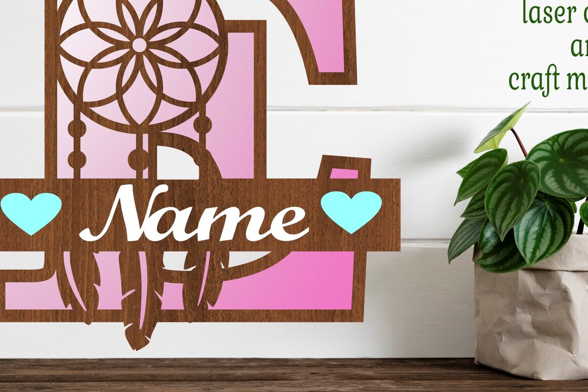 Intra απο ξύλο plywood  Χρώμα wenge 3mm-4mm πάχος - Ονειροπαγίδα Monogram Letter E Cut Δίασταση 20x20 cm INTRAFABR-106507476