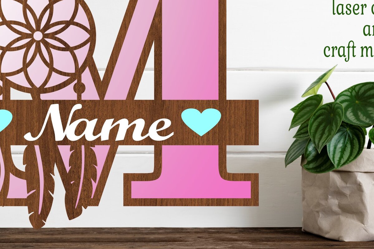 Intra απο ξύλο plywood  Χρώμα wenge 3mm-4mm πάχος - Ονειροπαγίδα Monogram Letter M Cut Δίασταση 20x20 cm INTRAFABR-99135889