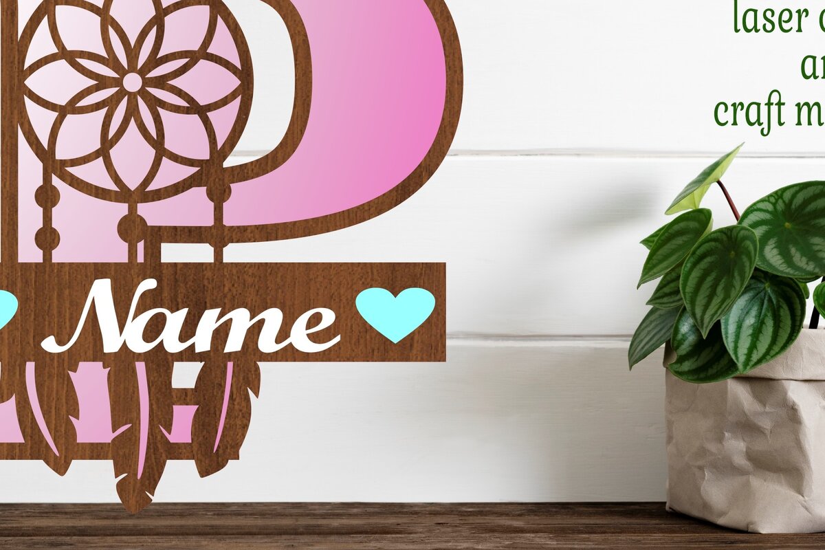 Intra απο ξύλο plywood  Χρώμα wenge 3mm-4mm πάχος - Ονειροπαγίδα Monogram Letter P Cut Δίασταση 20x20 cm INTRAFABR-109679317