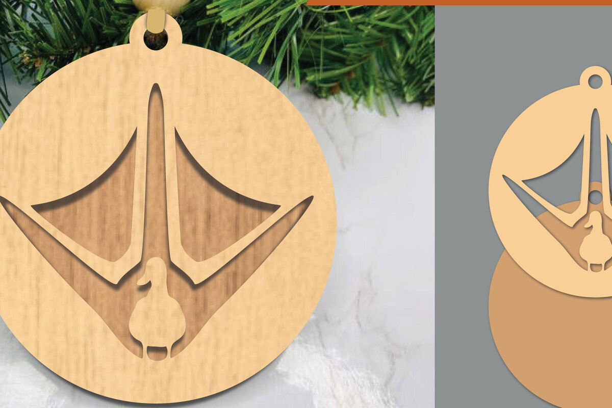 Σετ των 2 Intra απο ξύλο plywood  Χρώμα wenge 3mm-4mm πάχος - Στολίδι Duck Paw Δίασταση 6x6 cm INTRAFABR-41251043